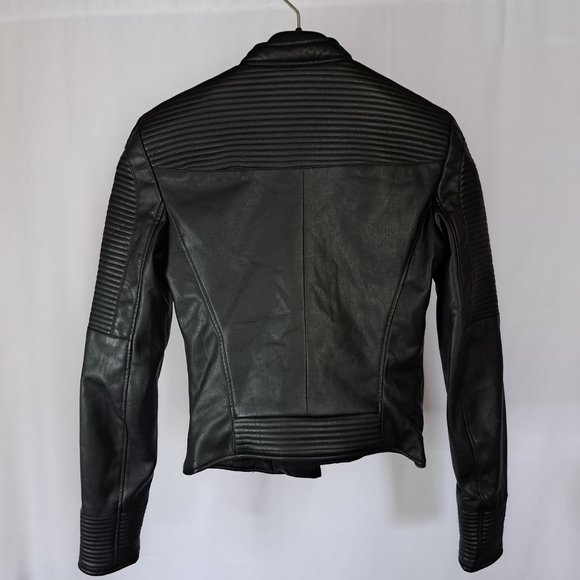 ZARA TRF womens FAUX LEATHER MOTO jacket Sz XS STUNNINGLY SOFT FAUX LEATHER - Picture 7 of 13